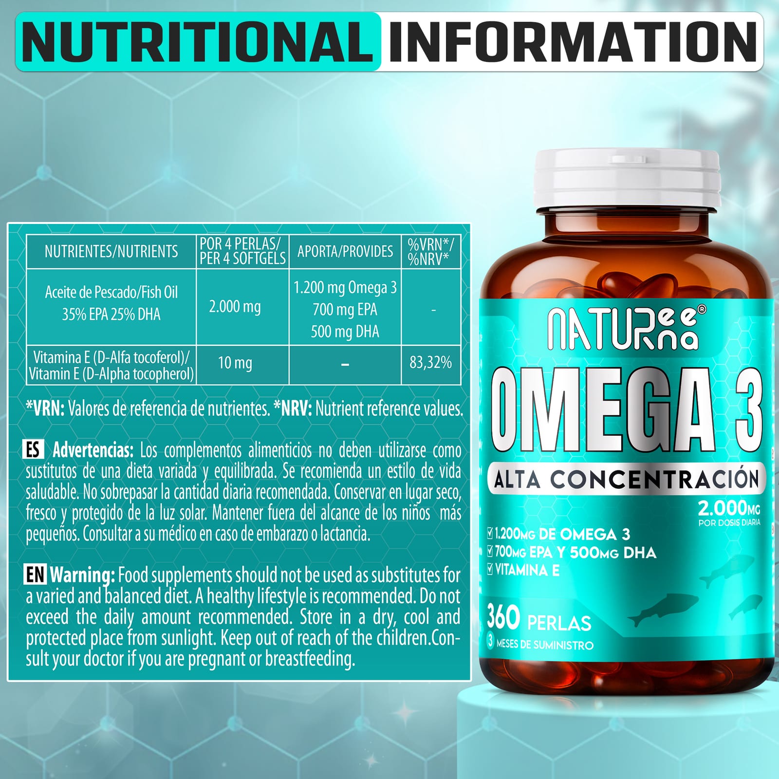 Gallery image for Amazon product listing images for Omega 3 capsules