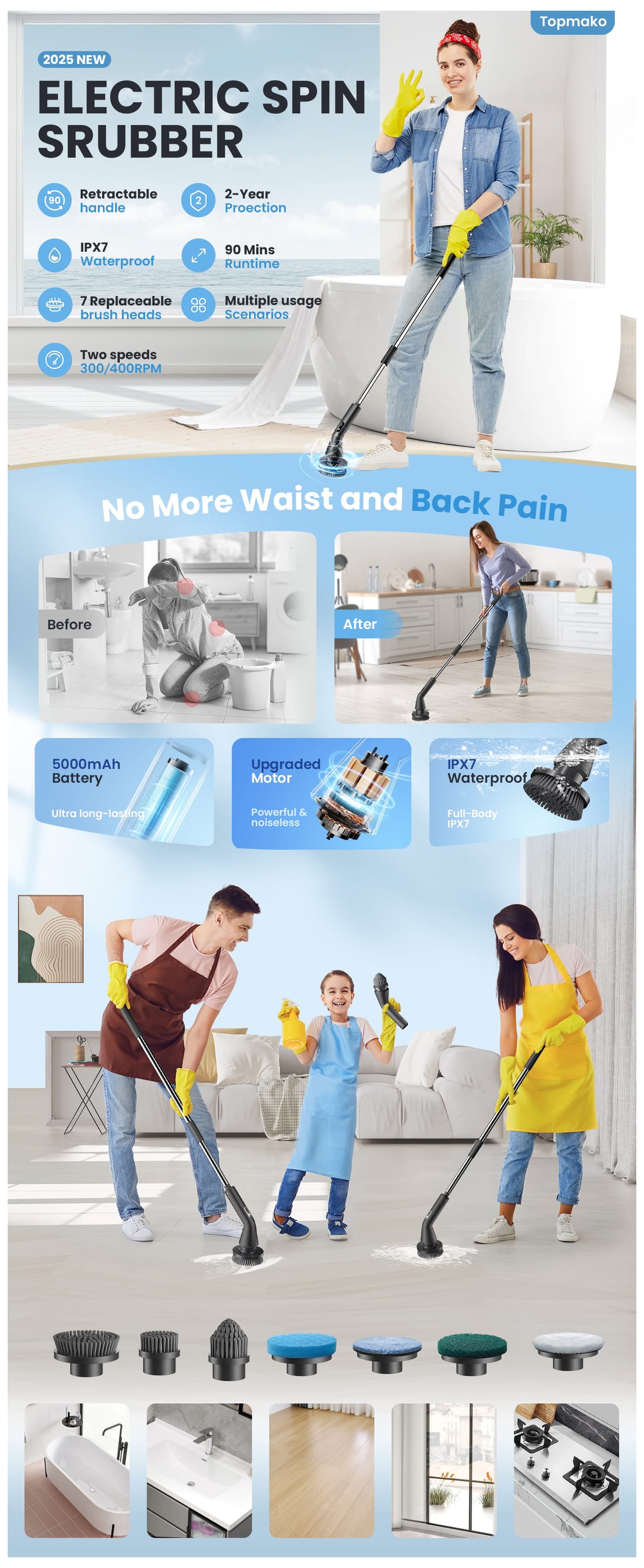 Gallery image for Amazon Premium A+ content design for Electric Spin Scrubber