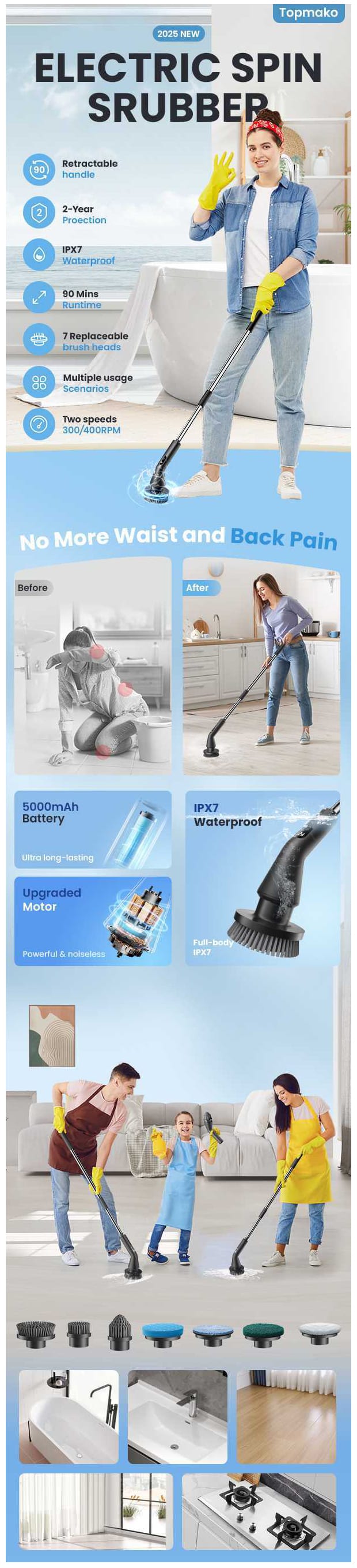Gallery image for Amazon Premium A+ content design for Electric Spin Scrubber