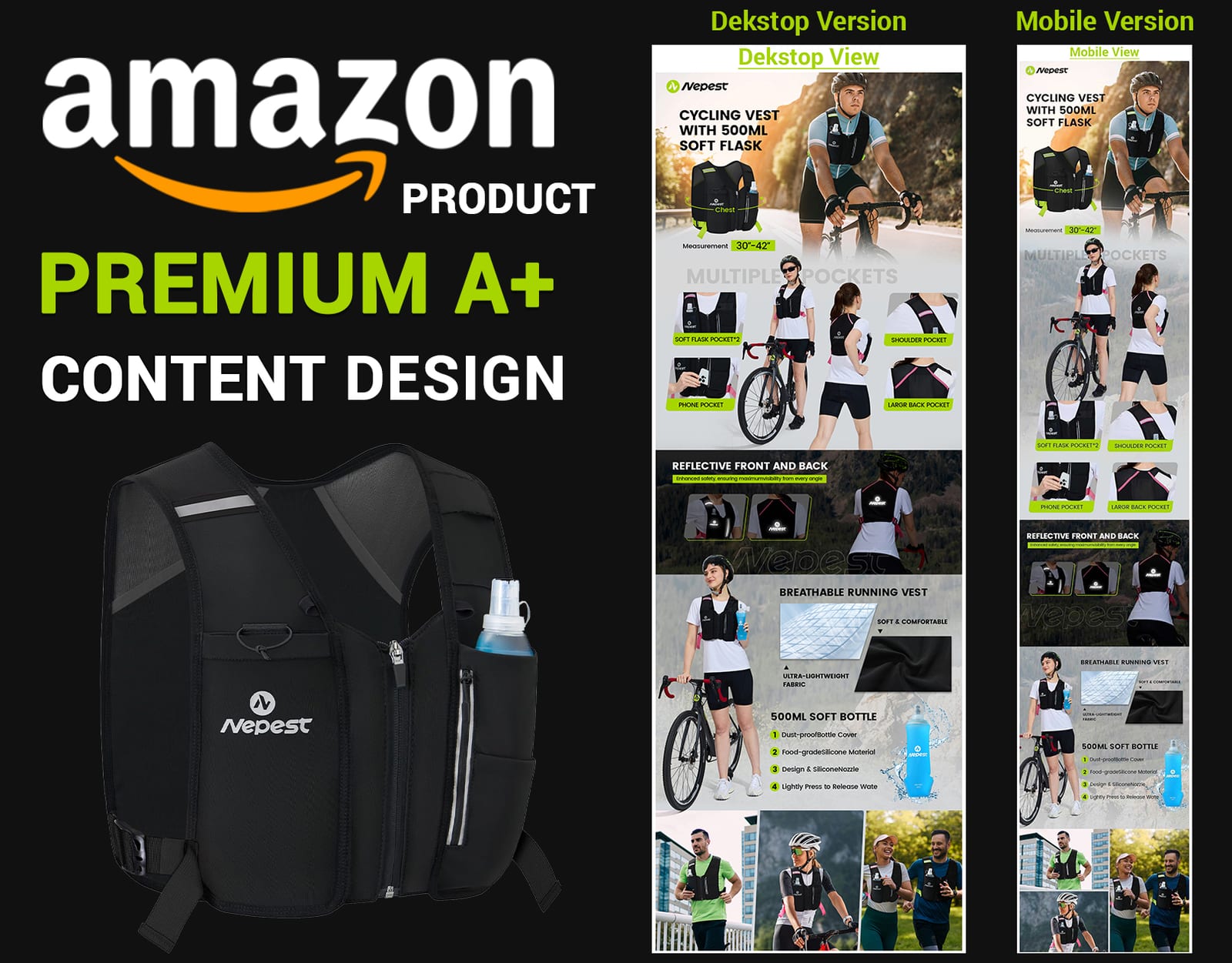 Amazon Premium A+ content design for Running Vest