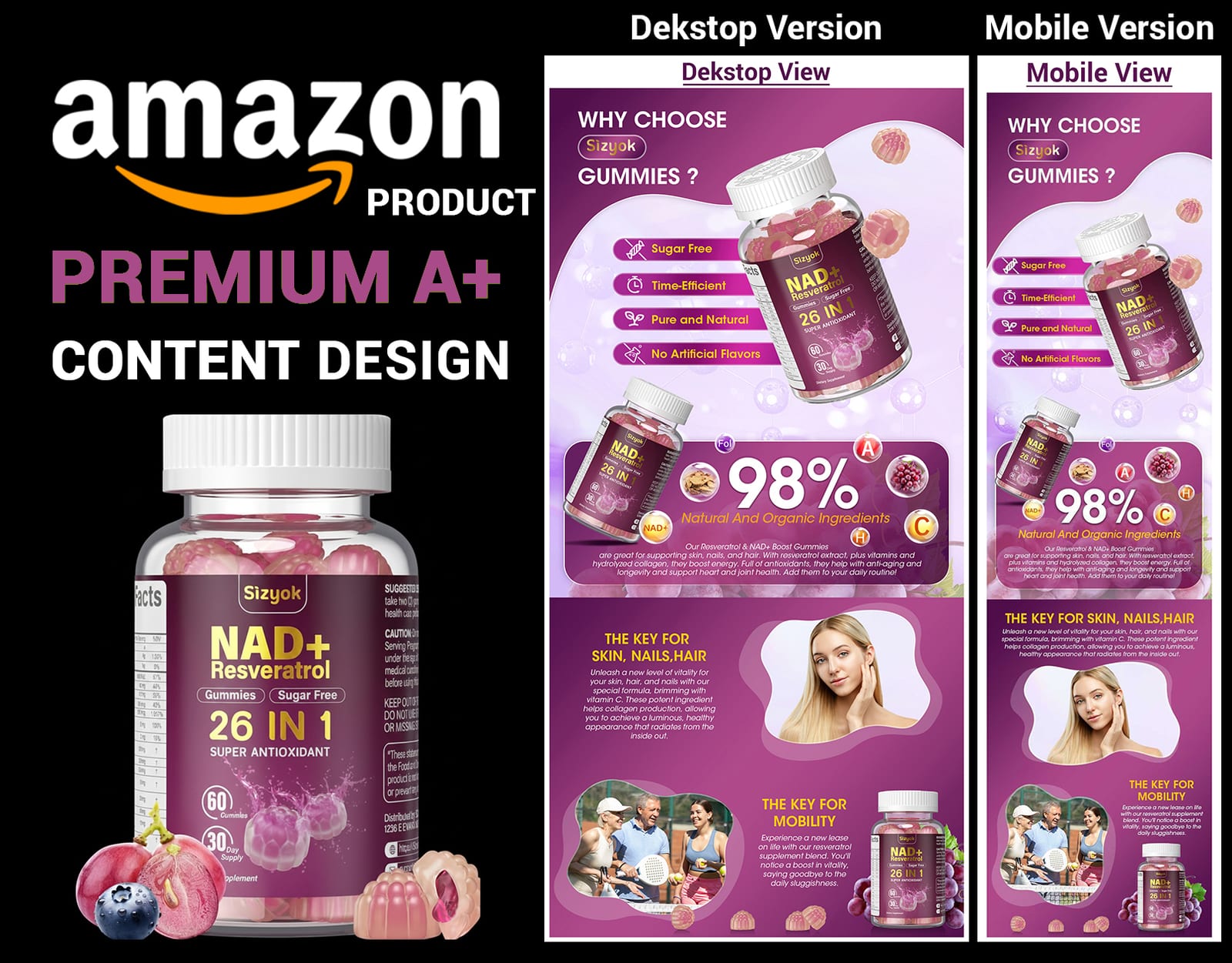 Amazon Premium A+ content design for NAD Supplements