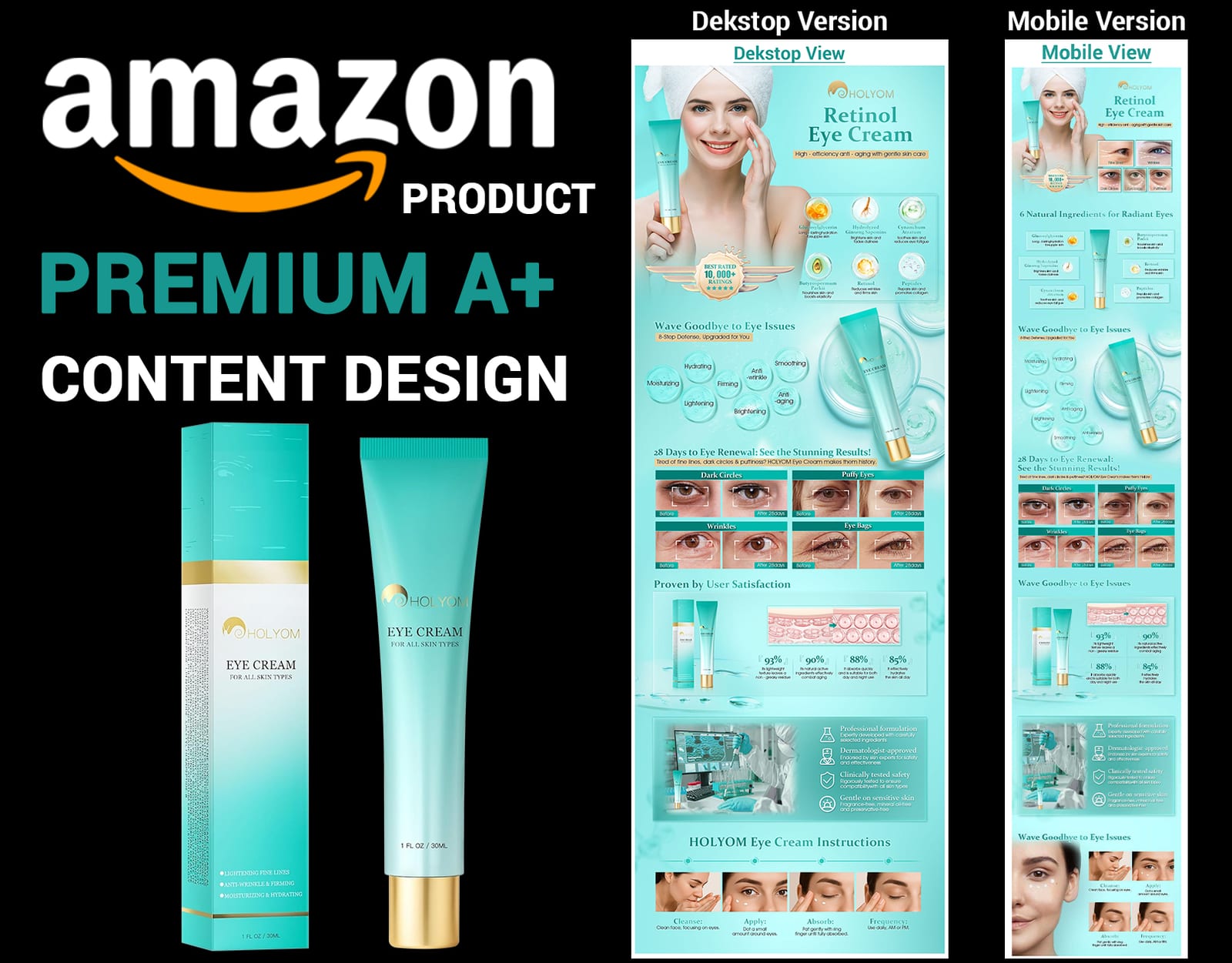 Amazon Premium A+ content design for Eye Cream 