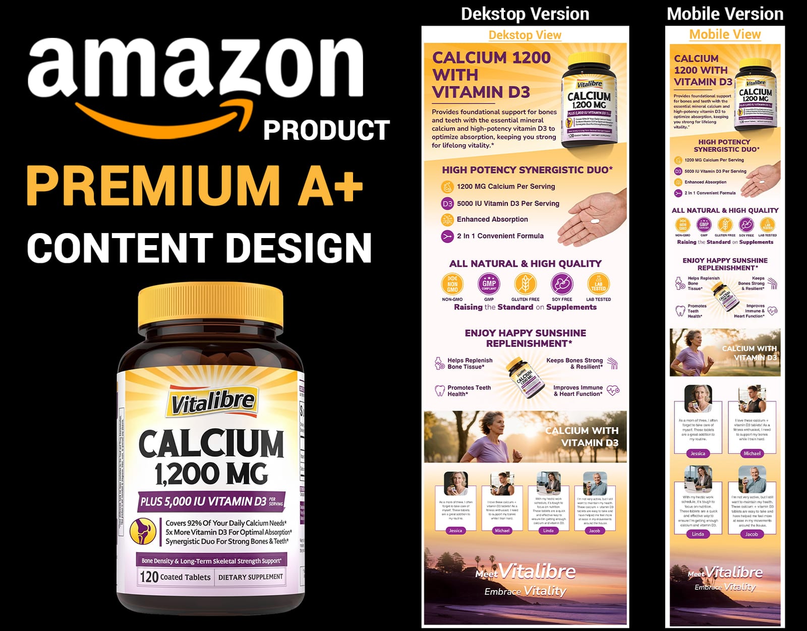 Amazon Premium A+ content design for Calcium Supplement