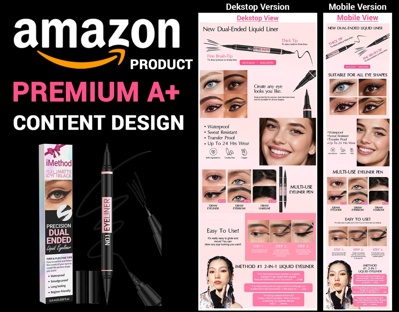 Amazon Premium A+ content design for Liquid Eyeliner