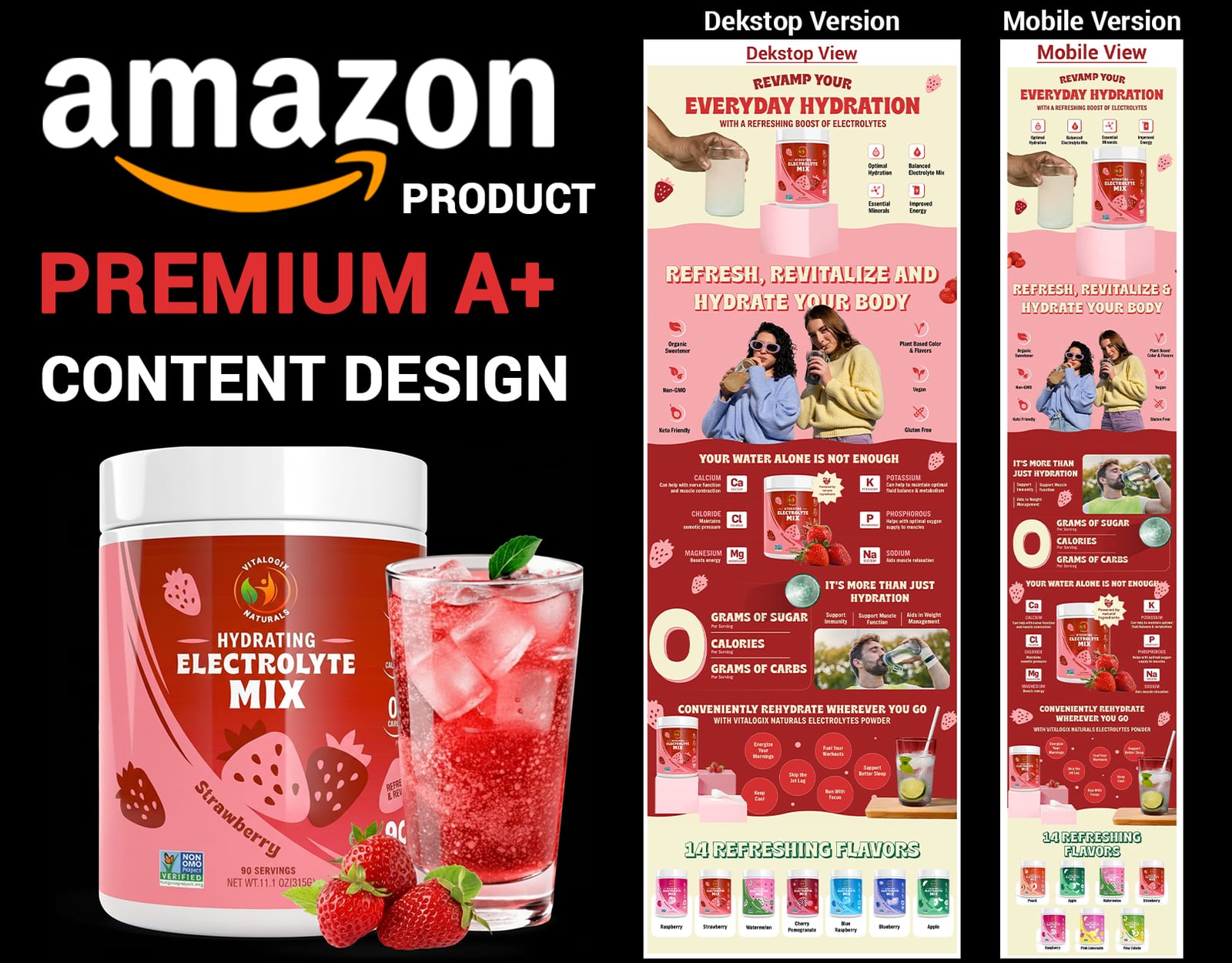 Amazon Premium A+ content design for Electrolyte Powder