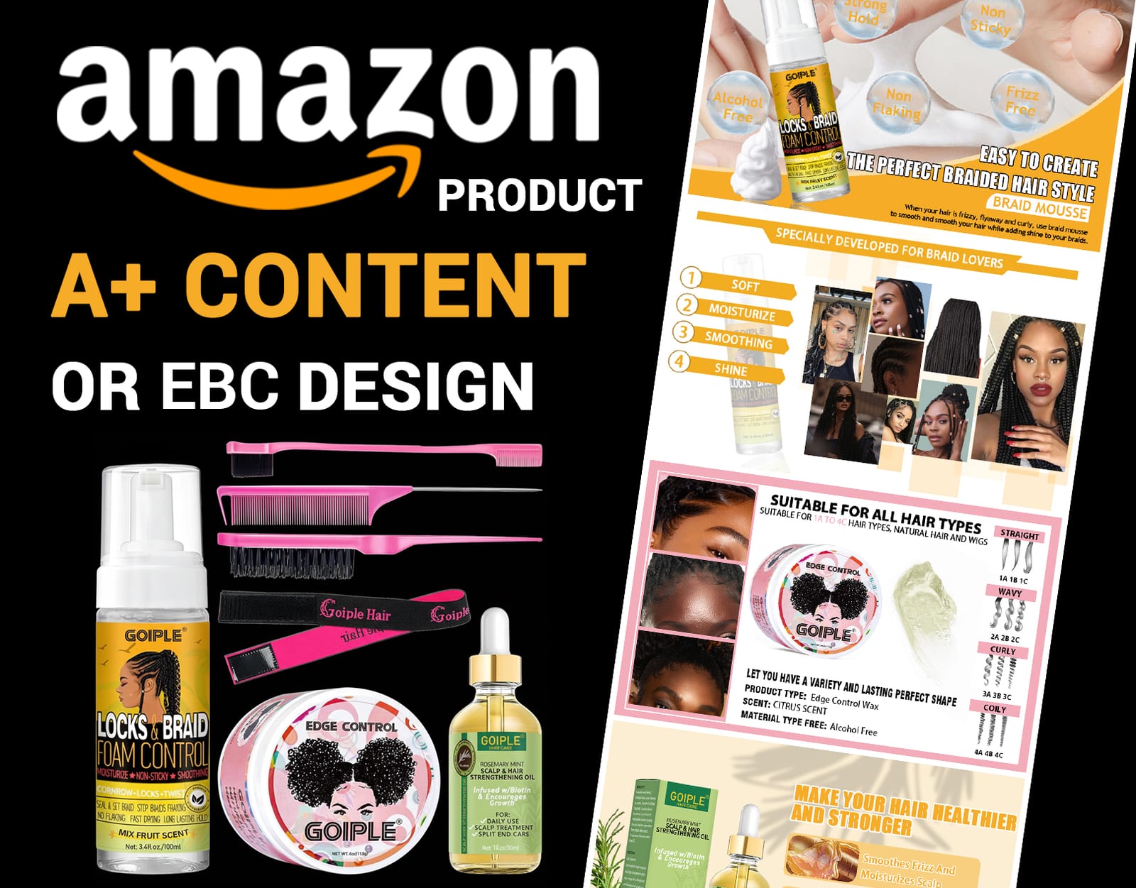 Amazon A+ content design for Edge Control Wax