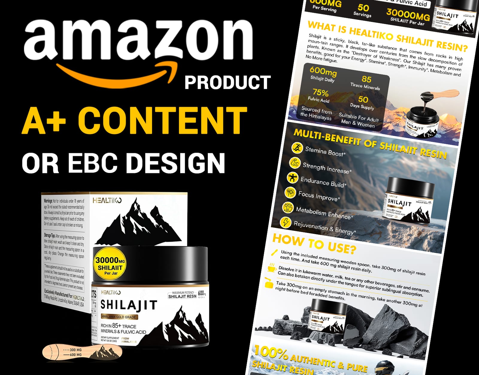 Amazon A+ content design for Shilajit Resin