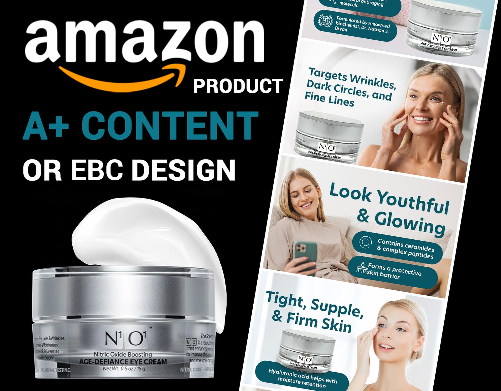Amazon A+ content design for Age-Defiance Eye Cream