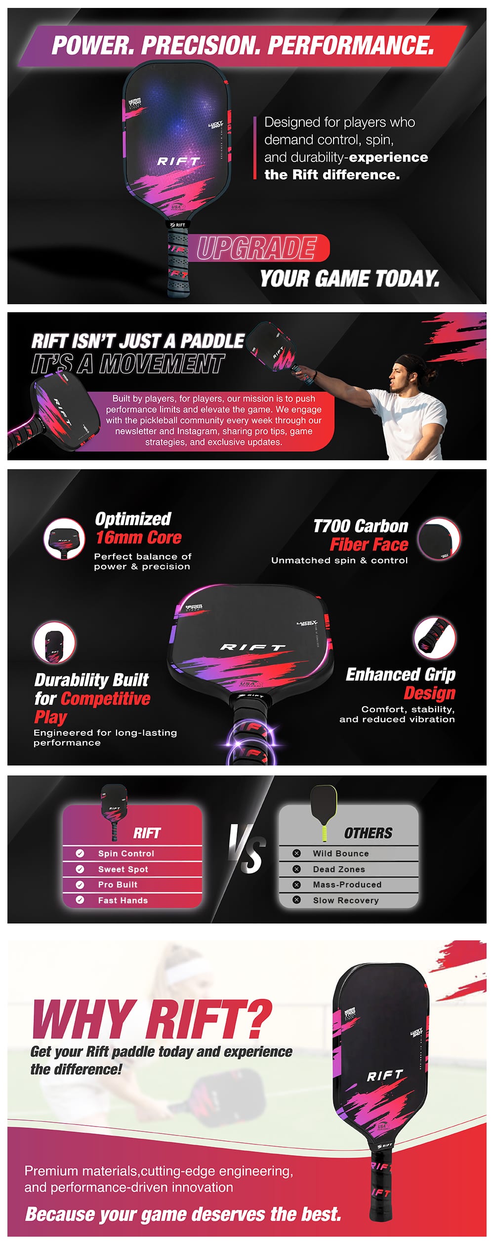 Gallery image for Amazon A+ content design for Pickleball Paddle