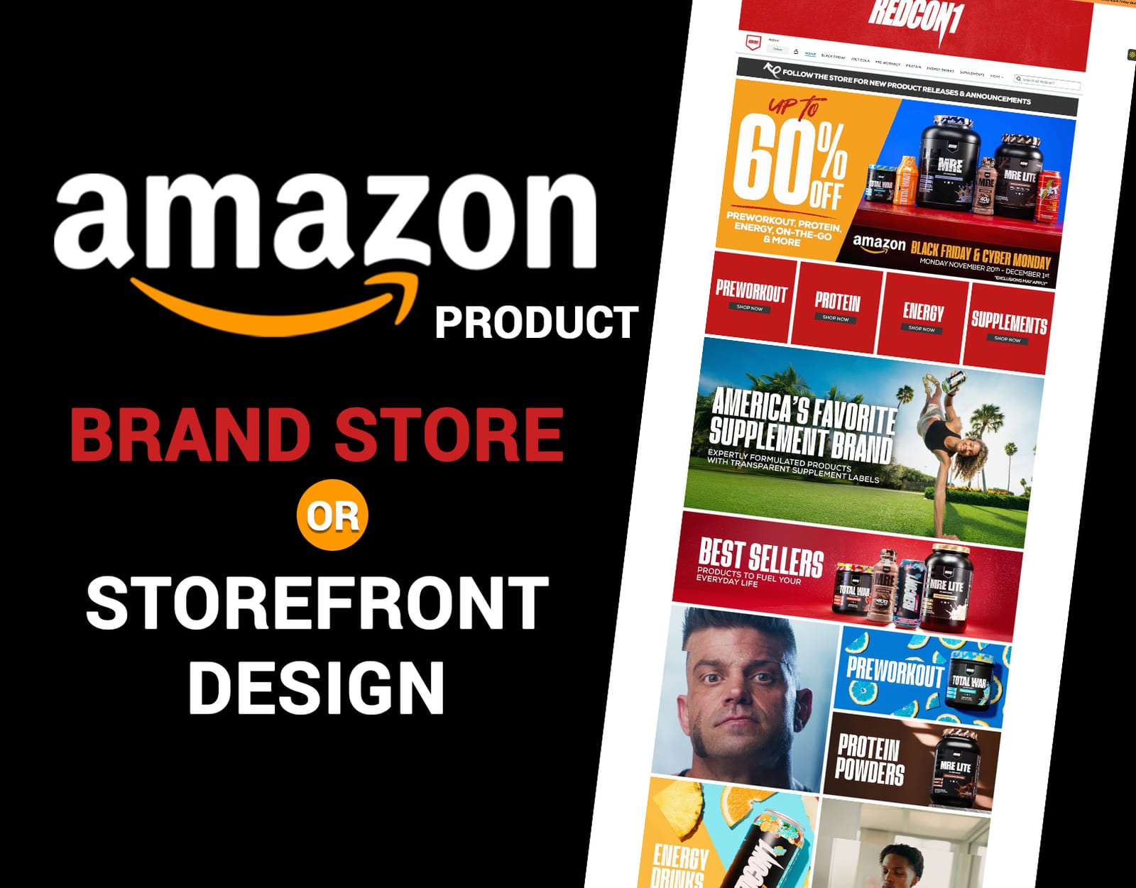 Amazon Brand Store or Storefront Design for Sports Supplement 