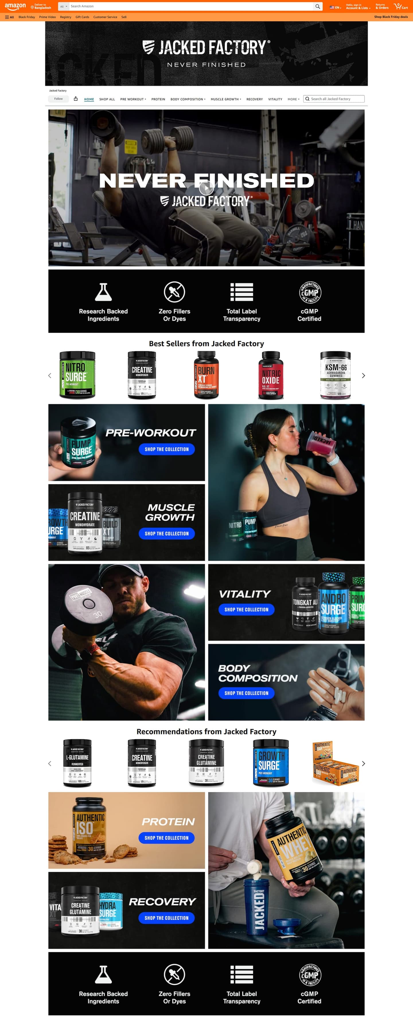 Gallery image for Amazon Brand Store or Storefront Design for  Fitness Supplement Brand